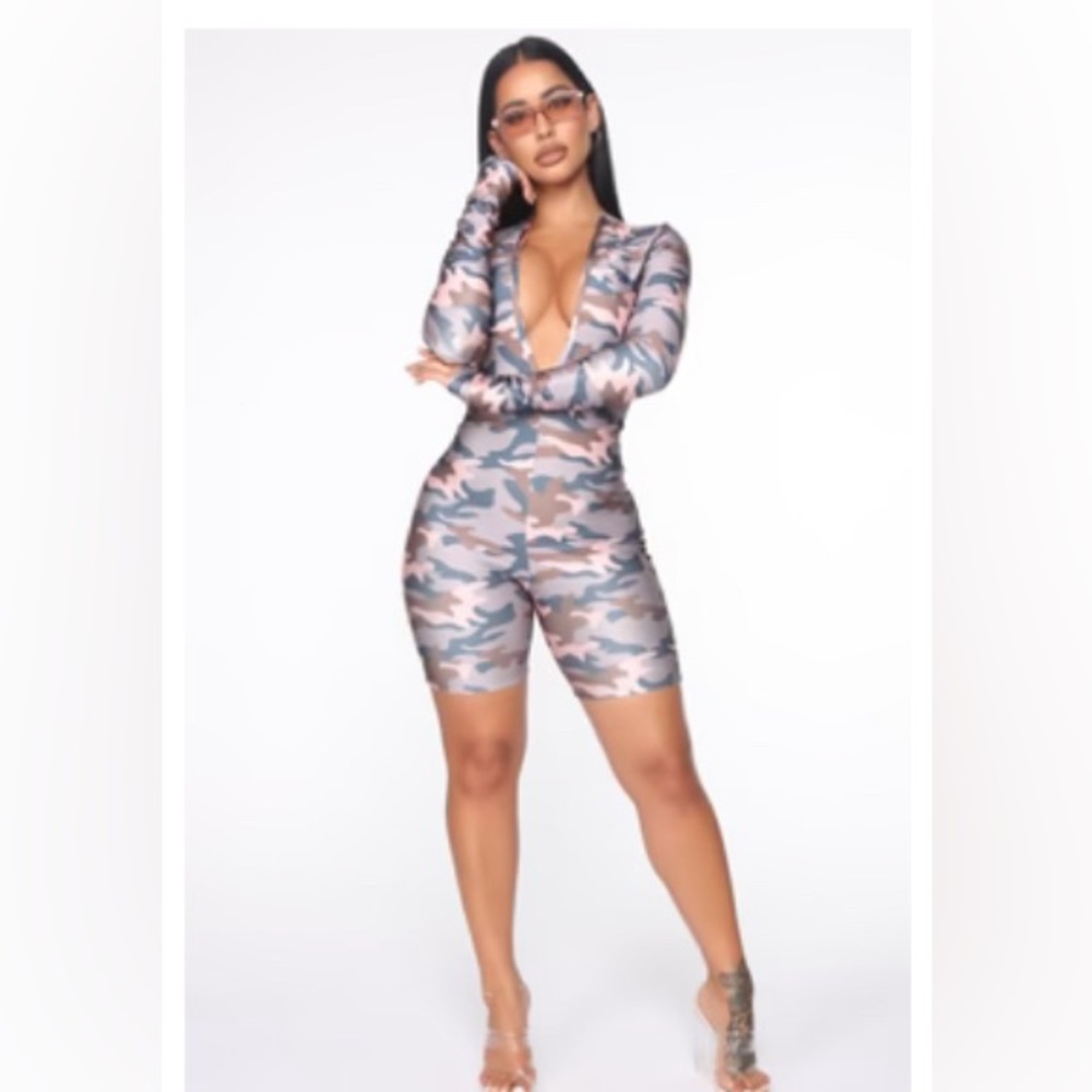 NWOT Fashion Nova Pink Camo Romper